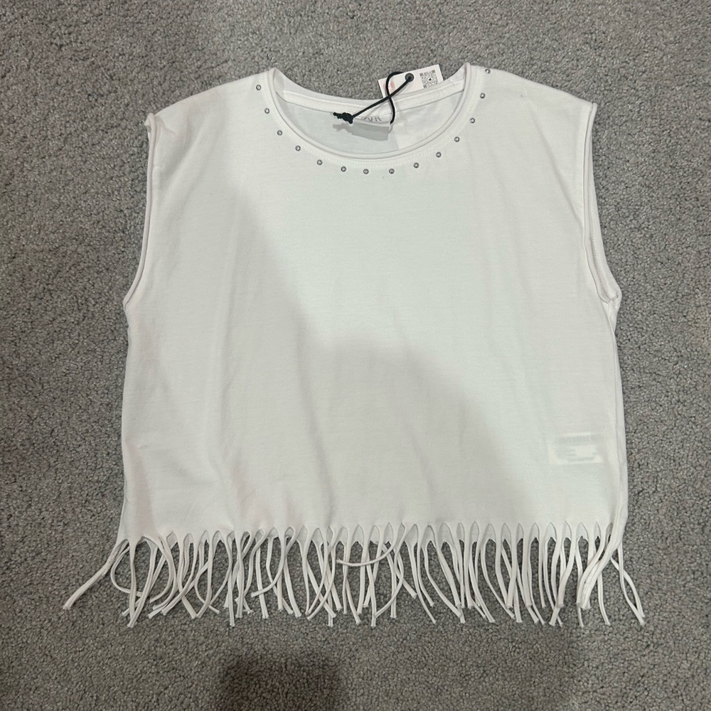 NWT Zara White Studded Tank top  (girls 9-10)